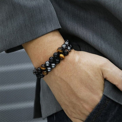 (2025 New Year Hot Sale)Triple Protection Bracelet-Genuine Tigers Eye Agate and  Black gallstone-The Perfect Gift