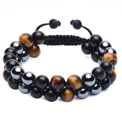 (2025 New Year Hot Sale)Triple Protection Bracelet-Genuine Tigers Eye Agate and  Black gallstone-The Perfect Gift