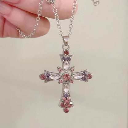 🛷Limited Time 60% Discount, Christmas special🌟Women's rhinestone pendant pink and purple necklace