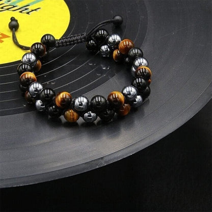 (2025 New Year Hot Sale)Triple Protection Bracelet-Genuine Tigers Eye Agate and  Black gallstone-The Perfect Gift